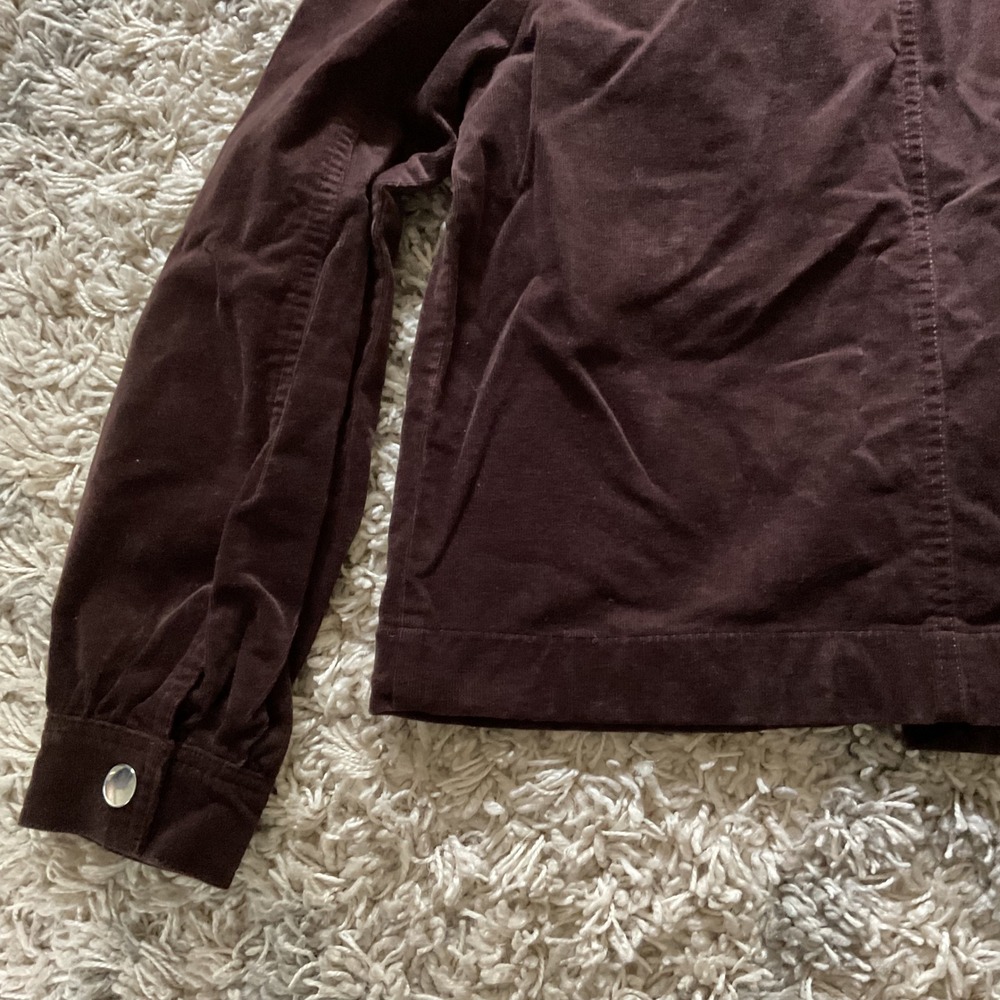 Loft Outlet Brown Corduroy Snap Front Jacket Womens Small Petite SP Utility - Picture 10 of 13
